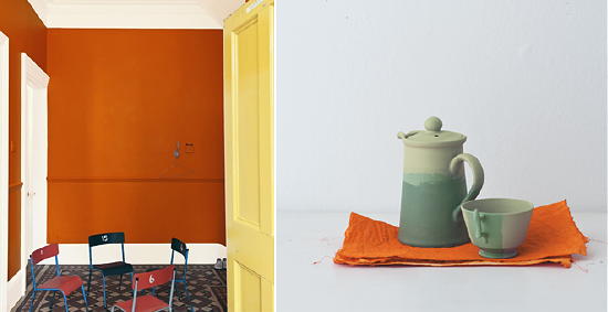 10 Interieur Tips - Luxe Interieurs in Lentesferen - Farrow & Ball Verf Kleuren Oranje, Geel en Groen LEES MEER... (Foto Perscentrum Wonen op DroomHome.nl)