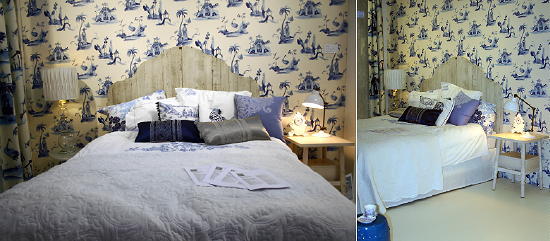 Inrichting slaapkamer blauw: kleurig donkerblauw.