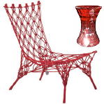 Knotted Chair van Marcel Wanders (Droog Design) & Red Kartell Stone Stool & Kruk DroomHome.nl