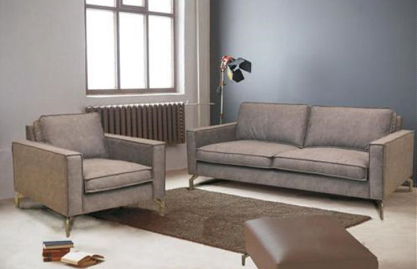 HomingXL ruime collectie bankstellen – Bank Dora velours leder look zilvergrijs (Foto HomingXL  op DroomHome.nl)