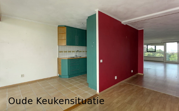 Project nieuwe keuken – blog 1: Oude situatie - Groene keuken in de rode woonkamer. (Foto DroomHome.nl)