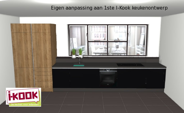 Nieuwe keuken project – blog 3: Ter verduidelijking, eigen provisorische aanpassing aan I-KOOK eerste keukenontwerp. (Foto I-KOOK  op DroomHome.nl) 