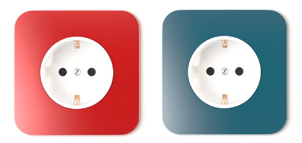 Design stopcontacten in kleur rood en petrol (Foto: Slon Pics, Pixabay  op DroomHome.nl)