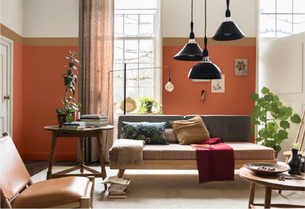 Flexa interieur kleur van het jaar 2019 Spiced Honey met kleurtrend Love (Foto Flexa  op DroomHome.nl)