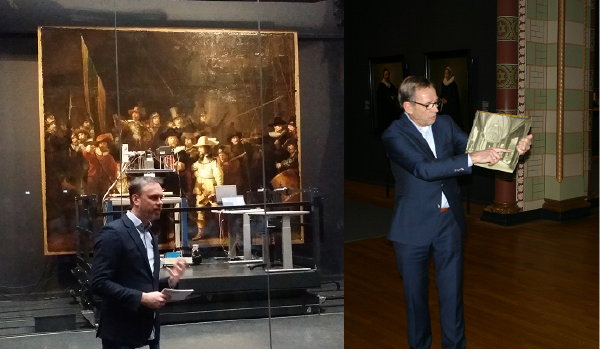 Uitleg van Casper van der Kruit over Operatie Nachtwacht + Fred van den Heuvel met oude foto van de Eregalerij in het Rijksmuseum (Foto DroomHome.nl)