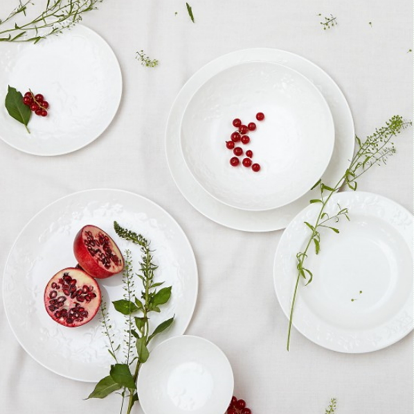 Wedgwood servies Wild Strawberry White wit servies (Foto Wedgwood  op DroomHome.nl)