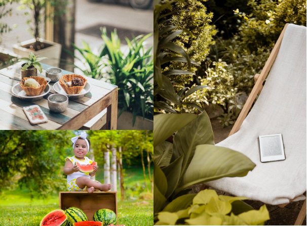 Vurenhout in de tuin – steigerhout meubels, ligstoelen van vurenhout en een fruit-krat (Foto Garden Plants, Dazzle Jam en Dominika Roseclay, Pexels.com  op DroomHome.nl)