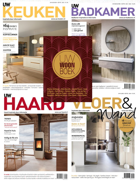 Hardcover UW Woonboek 2024 + glossy 4 UW Woonmagazines (UW Badkamer, UW Keuken, UW Haard en UW Vloer) samen bestellen - Pagina’s volop genieten van de laatste wooninspiratie – HIER bestellen!