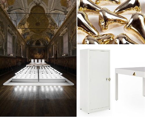 Milaan Beurs - Salone del Mobile Stijlvol Koper & Goud Design -'My Nose My Stekkerdoos'  Lensvelt Job Office i.s.m. Studio Job - MEER Design ....  (Foto Perscentrum Wonen  op DroomHome.nl)