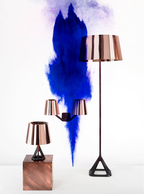 Milaan Beurs - Salone del Mobile Stijlvol Koper & Goud Design - Tom Dixon Lampen in Koper en IJzer- MEER Design ....  (Foto Perscentrum Wonen  op DroomHome.nl)
