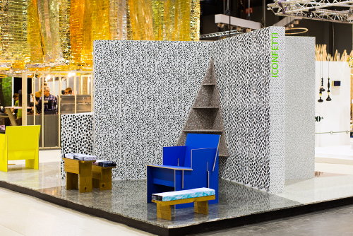 Beurs INTERIEUR 2014 te Kortrijk – Kleurrijke Stoelen & Bankjes, Meubelen Design iConfetti – MEER Design… (Foto iConfetti  op DroomHome.nl)