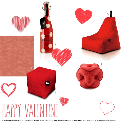 Valentijnsdag 2015: Valentijn Interieur & Wonen Moodboard met Woonaccessoires in Rood Kleur. LEES Valentijnsdag... (Foto HCP  op DroomHome.nl)