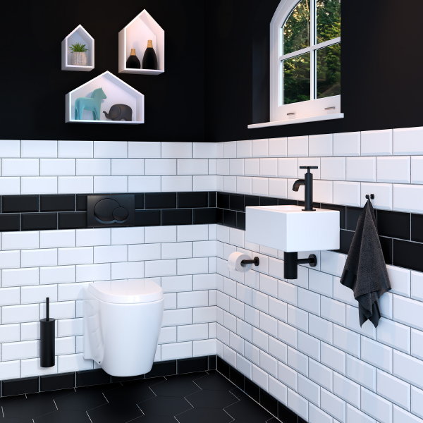 Badkamer Trend: Zwarte Badkameraccessoires Geesa Nemox Black – MEER Badkamer Inspiratie… (Foto Geesa  op DroomHome.nl)