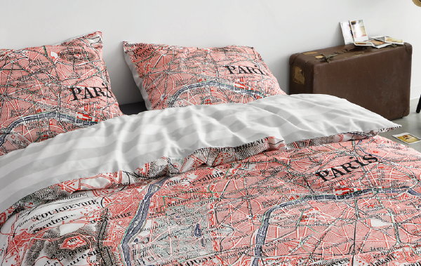 Beddengoed Trends: Covers & Co Dekbedovertrekken Collectie Herfst – Winter 2017/2018 – Dekbedovertrekken City Map Paris Parijs. (Foto Essenza  op DroomHome.nl)