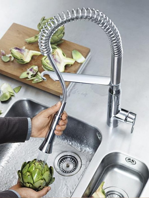 Grohe Keukenkranen Trends  - Grohe Keukenmengkraan K7 Chroom (Foto Grohe, Superbath.nl  op DroomHome.nl)