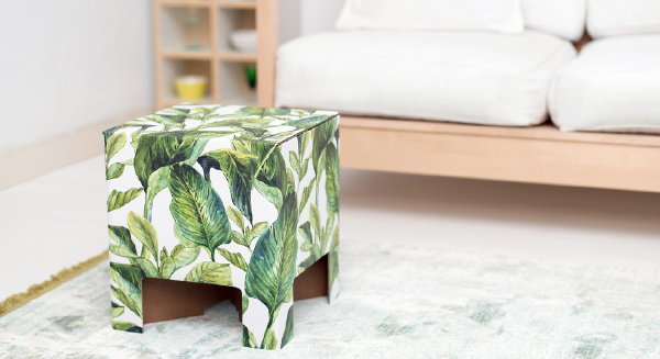 Nieuwste Dutch Design Chair Green Leaves – Design Krukje van Karton met Groene Bladeren Print – MEER Design… (Foto Dutch Design Chair  op DroomHome.nl)