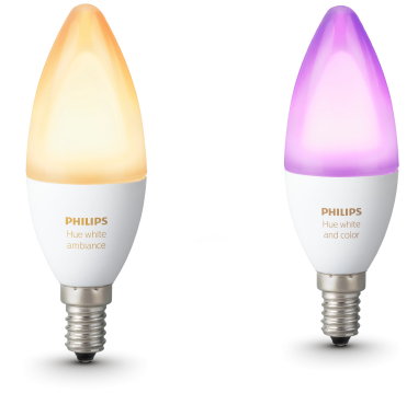 Philips Hue Candle – E14 Led Kaarslamp met Kleine Fitting voor Regelbare LED-Sfeerverlichting in White Ambiance & Color. (Foto Philips  op DroomHome.nl)